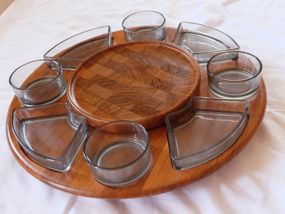 Image 1 of Digsmed Denemarken Lazy Susan teak draaiplateau Karoussel Aeb