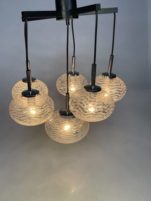 Cascade Hanglamp, Glazen Bollen, Hustadt Leuchten 1970'S