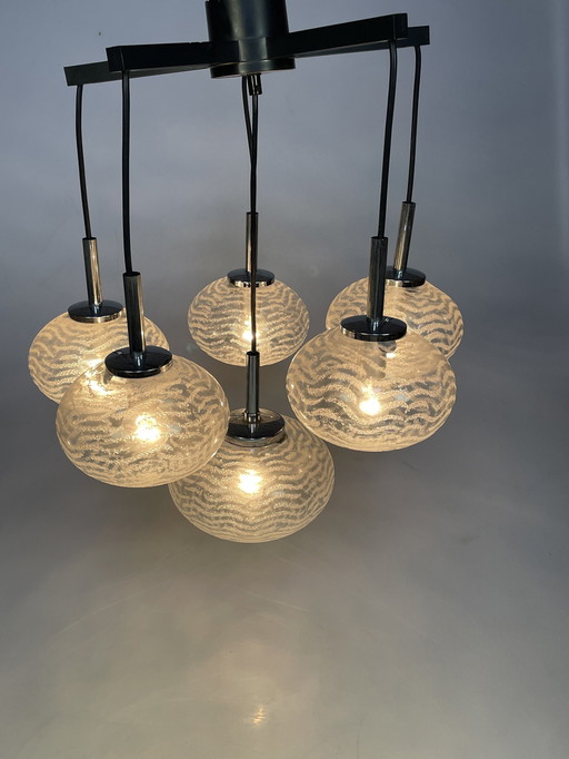 Cascade Hanglamp, Glazen Bollen, Hustadt Leuchten 1970'S