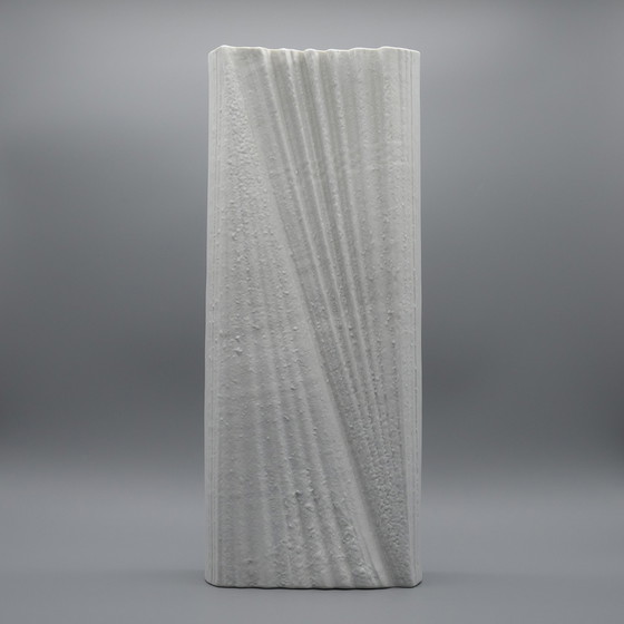 Image 1 of XXL 42 CM Vloervaas Martin Freyer Rosenthal Studio-Line Bisque Porselein Plissé