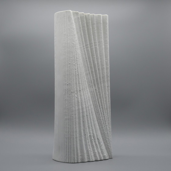 Image 1 of XXL 42 CM Vloervaas Martin Freyer Rosenthal Studio-Line Bisque Porselein Plissé