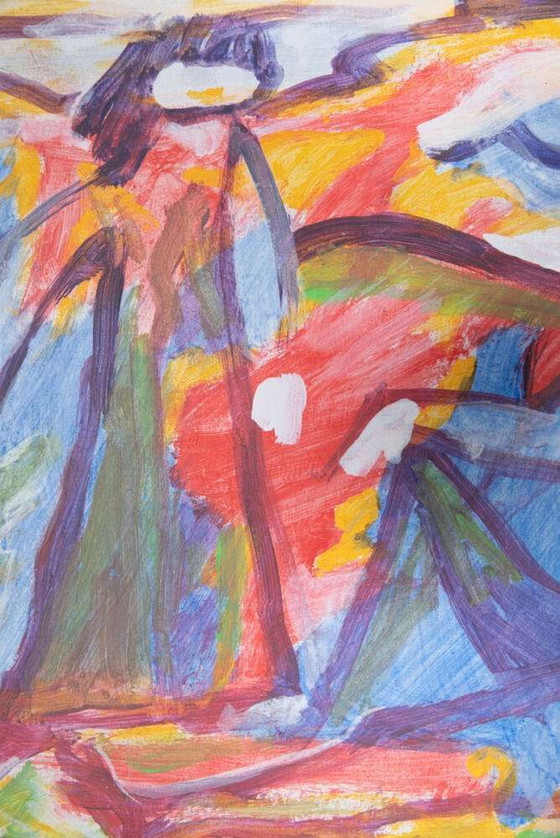 Image 1 of Deense kunst Fahrendorf, schilderij abstract kunstwerk