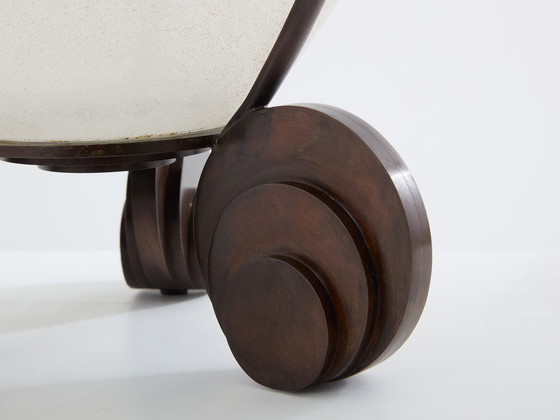 Image 1 of Karl Springer Voor Seguso Grote Bronzen Art Deco Matglazen Vaas 1980