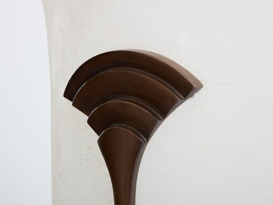 Image 1 of Karl Springer Voor Seguso Grote Bronzen Art Deco Matglazen Vaas 1980