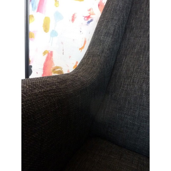 Image 1 of Vintage gerestaureerde donkere fauteuil - jaren 1950