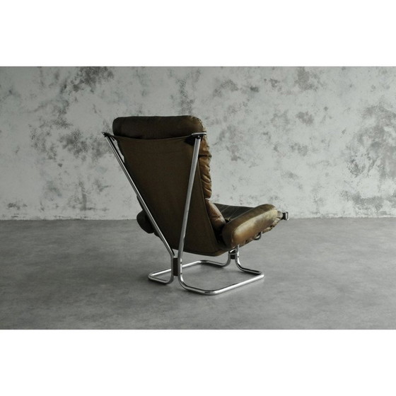 Image 1 of Vintage Harald Relling Wing fauteuil met voetenbank van Westnofa