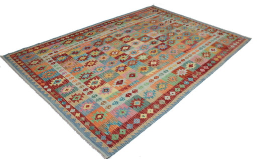 Originele oude stijl Kelim Afghan 294 X 203 Cm Top staat