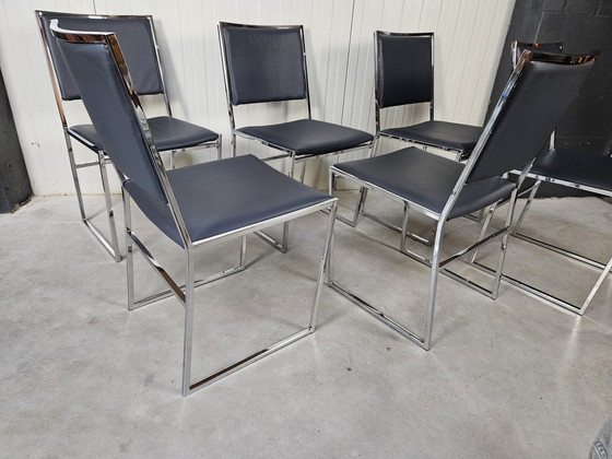 Image 1 of Vintage set stoelen, 6 stuks, chroom