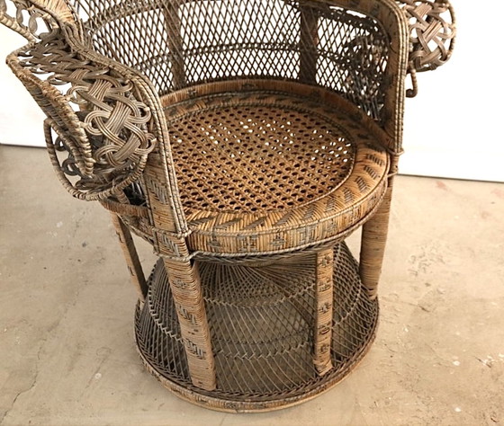 Image 1 of Peacock Emmanuelle Rieten troonfauteuil met hoge rugleuning