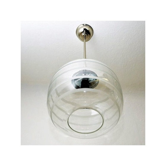 Image 1 of Vintage plafondglas met matte strepen, Zweden 1925