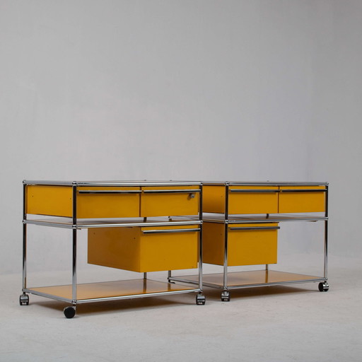 Set van gele Usm Haller trolley