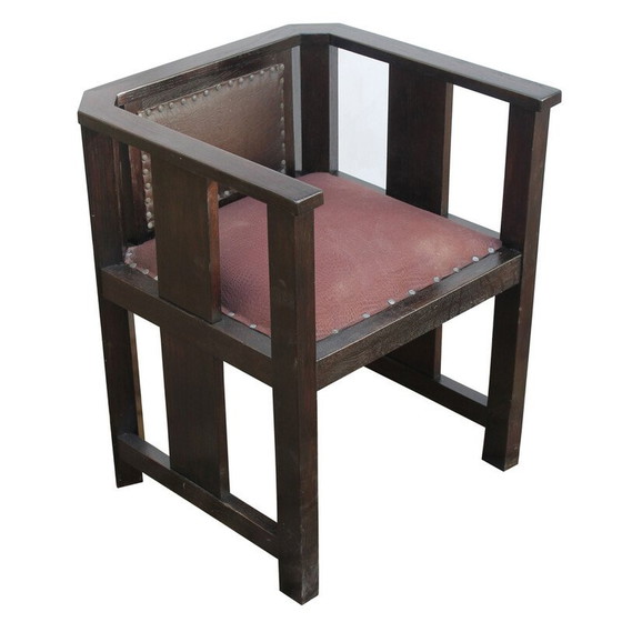 Image 1 of Vintage Art Deco eikenhouten lounge stoel, jaren 1920