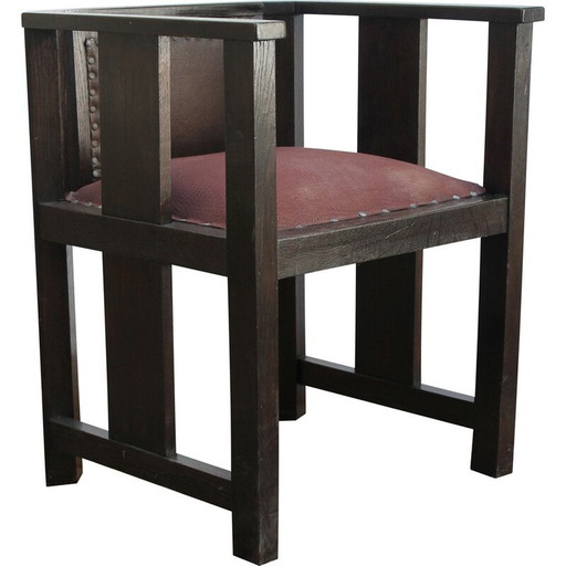 Vintage Art Deco eikenhouten lounge stoel, jaren 1920