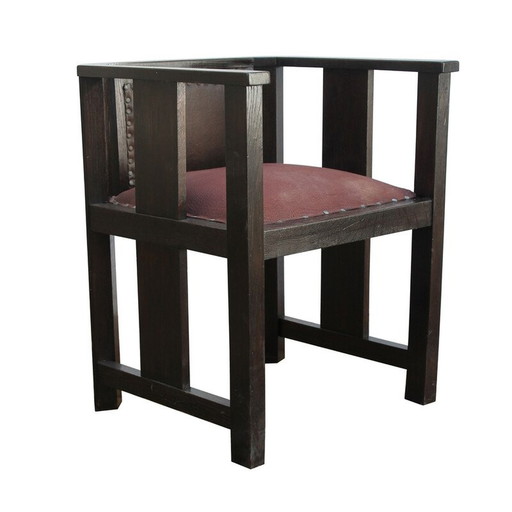 Vintage Art Deco eikenhouten lounge stoel, jaren 1920