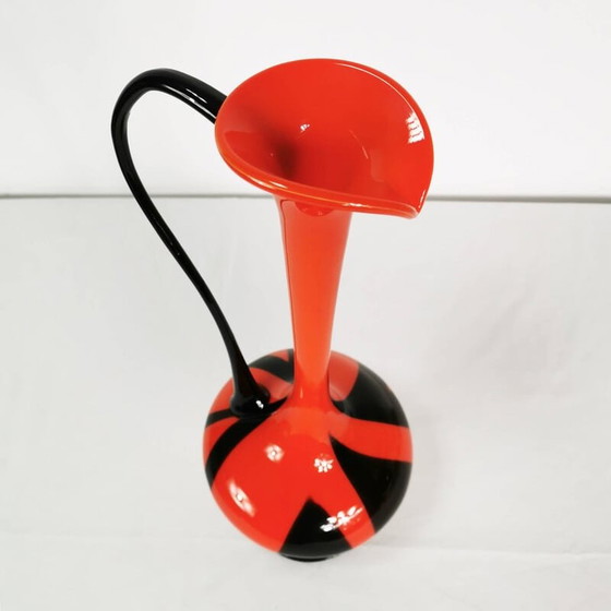 Image 1 of Vintage dikke gebrandschilderde glazen vaas, Italië 1970