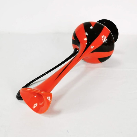 Image 1 of Vintage dikke gebrandschilderde glazen vaas, Italië 1970