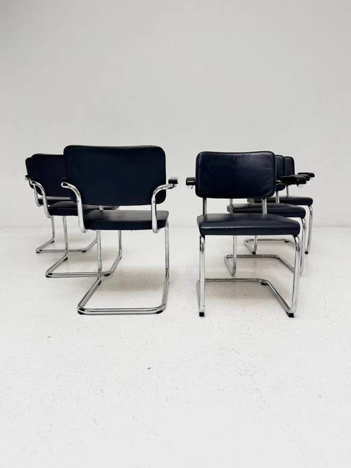 Set van 5 sledestoelen met armleuningen van Marcel Breuer voor Thonet