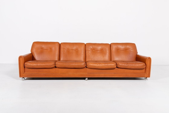 Image 1 of 1960'S Vintage Deens Modern Cognac Leren Sofa