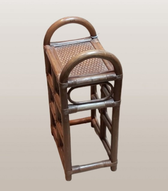 Image 1 of Rotan bamboe kleine sidetable of plantenstandaard