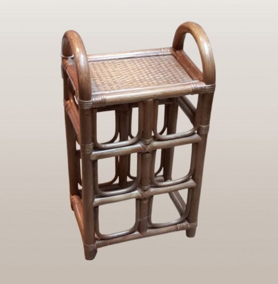 Image 1 of Rotan bamboe kleine sidetable of plantenstandaard