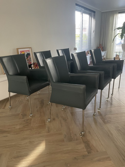 6x Toledo Leren Eetkamerstoelen