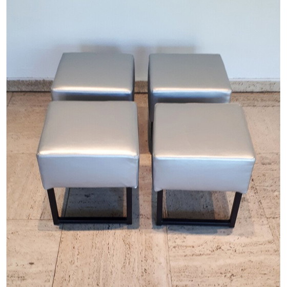 Image 1 of Vintage laag modernistisch vierkant krukje