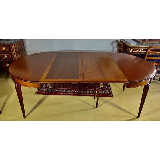 Image 1 of Vintage ronde tafel in kersenhout met 2 verlengstukken