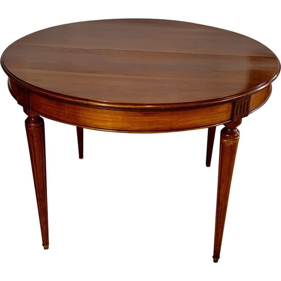 Image 1 of Vintage ronde tafel in kersenhout met 2 verlengstukken