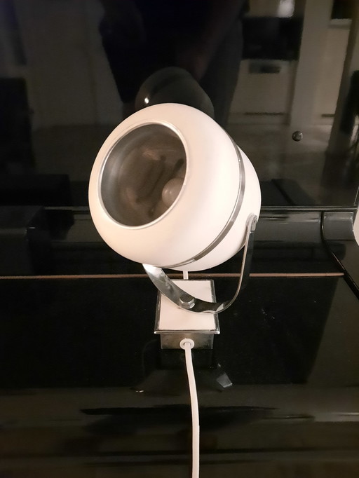Space Age Witte Eyeball Tafel / Muur Lamp  Jaren 60