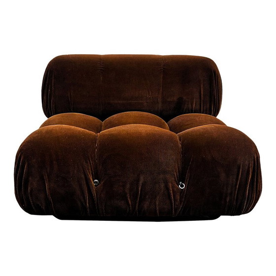 Image 1 of Vintage Lounge Stoel en Ottoman Set Bruin Fluweel Model Camaleonda van Mario Bellini voor B&B Italia C&B Italia, 1970
