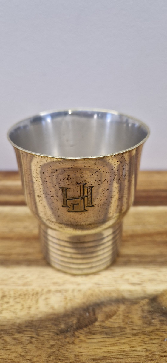Image 1 of 1920's Art Deco stijl reisbeker zilver metaal