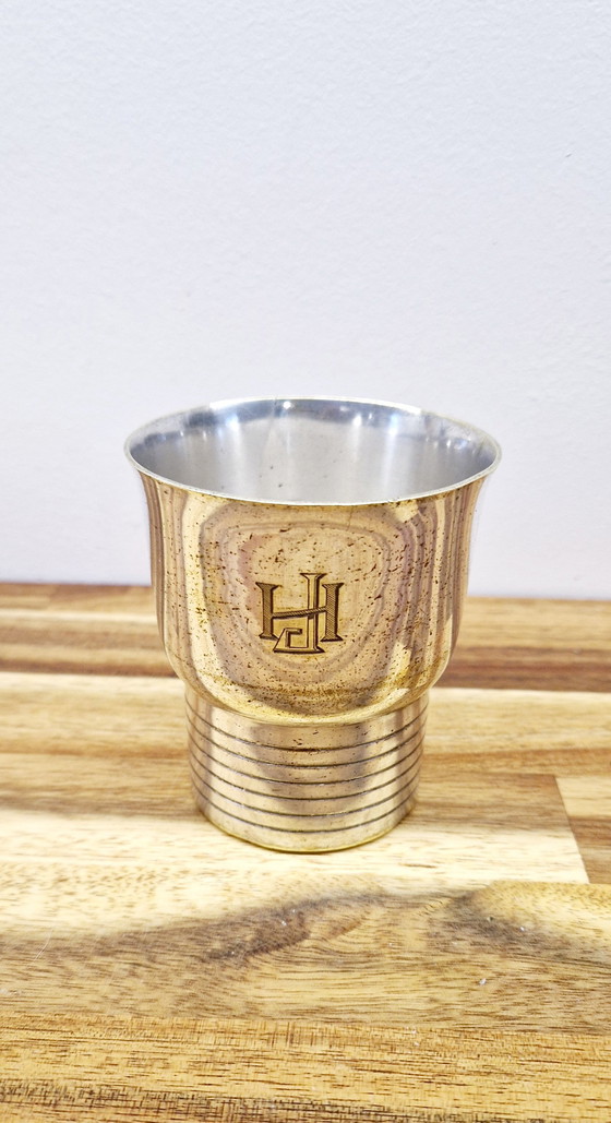 Image 1 of 1920's Art Deco stijl reisbeker zilver metaal
