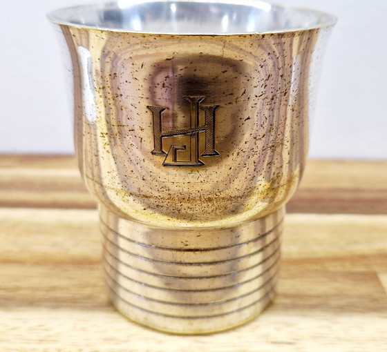 Image 1 of 1920's Art Deco stijl reisbeker zilver metaal