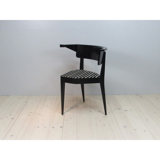 Image 1 of Vintage fauteuil met 3 poten in gelakt hout en gestreepte stof van Stefan Wewerka voor Tecta, 1978
