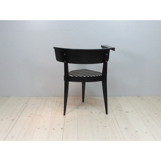 Image 1 of Vintage fauteuil met 3 poten in gelakt hout en gestreepte stof van Stefan Wewerka voor Tecta, 1978