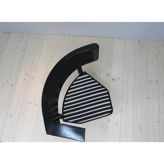 Image 1 of Vintage fauteuil met 3 poten in gelakt hout en gestreepte stof van Stefan Wewerka voor Tecta, 1978