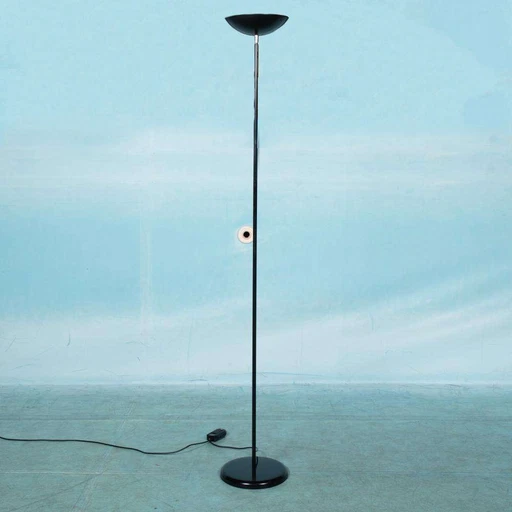 Minimalistische matzwarte vloerlamp 70s, memphis uplight