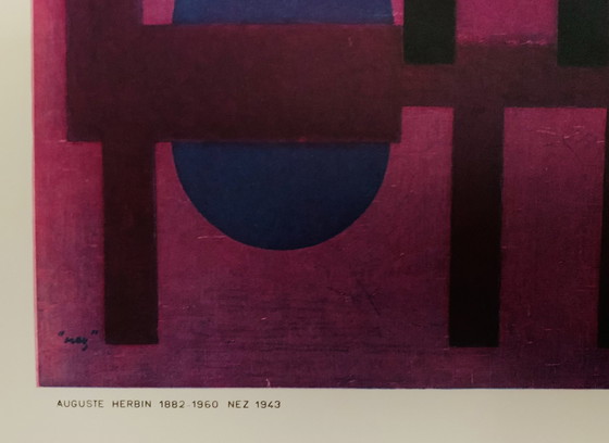 Image 1 of Auguste Herbin: “Nez, 1943”. Gesigneerd In De Plaat. Zeldzame Antiquarische Collotype. 