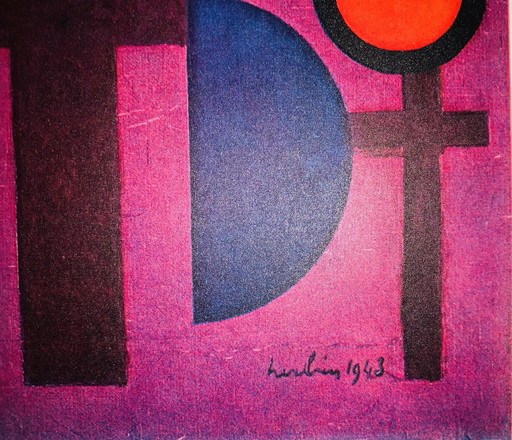 Auguste Herbin: “Nez, 1943”. Gesigneerd In De Plaat. Zeldzame Antiquarische Collotype. 