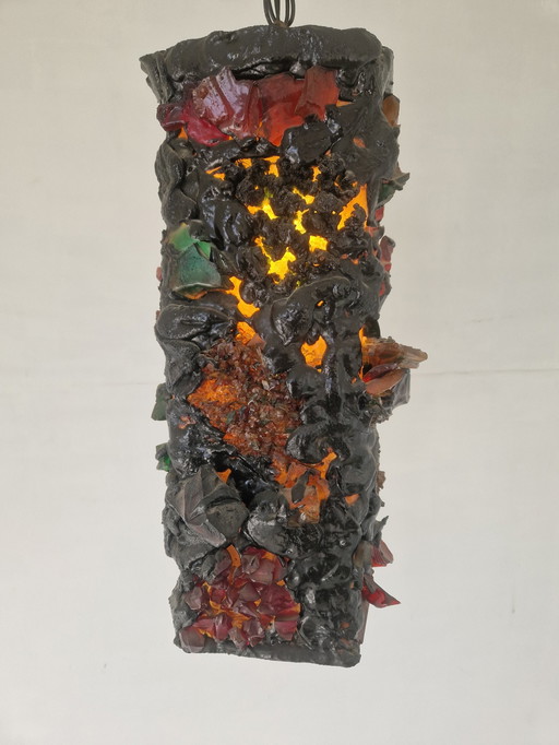 Grote Vintage Brutalistische Lamp