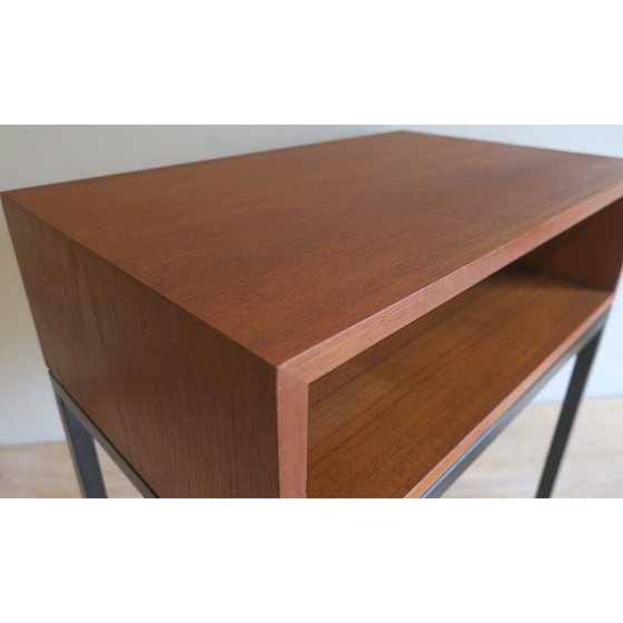 Image 1 of Vintage massief teakhouten en metalen console van Florence Knoll voor Knoll International, 1960