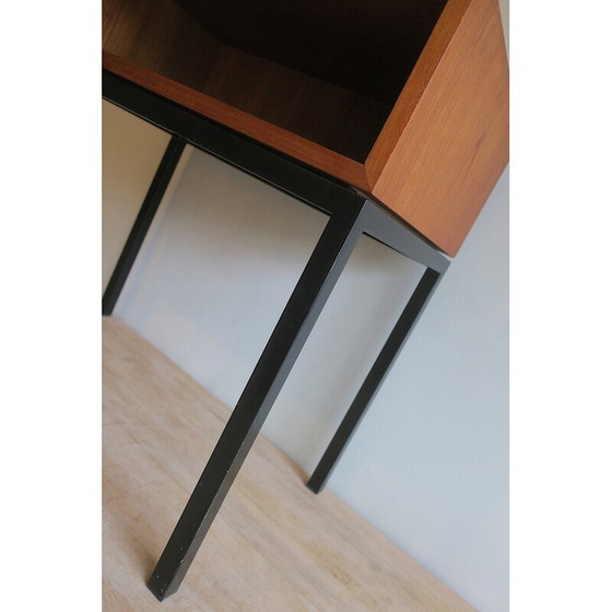 Image 1 of Vintage massief teakhouten en metalen console van Florence Knoll voor Knoll International, 1960