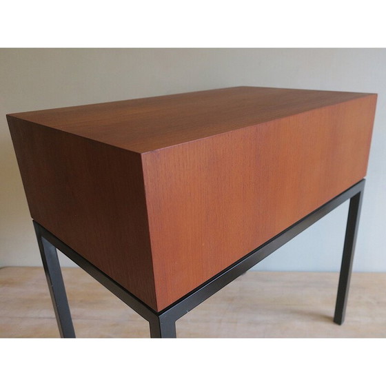 Image 1 of Vintage massief teakhouten en metalen console van Florence Knoll voor Knoll International, 1960