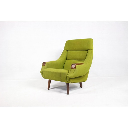 Vintage groene fauteuil in rozenhout van H.W. Klein - jaren 1960