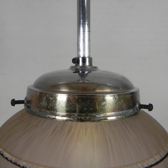 Image 1 of Art Deco hanglamp met ufo-vormige glazen bol, jaren 30