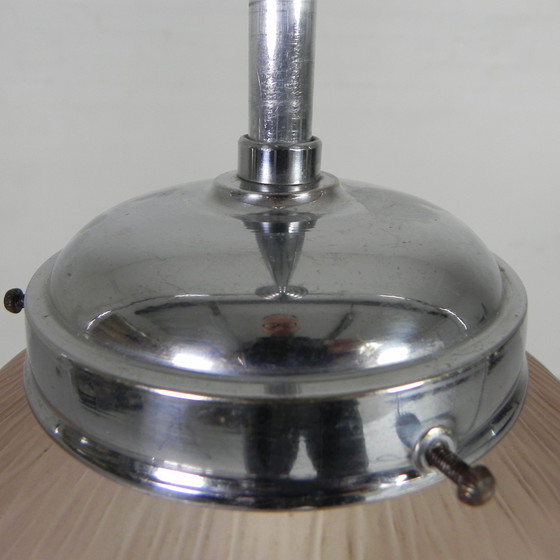 Image 1 of Art Deco hanglamp met ufo-vormige glazen bol, jaren 30