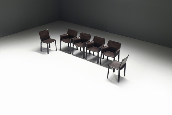 Image 1 of Prachtige Cab 412 & 413 Set in tabaksleer van Mario Bellini - Cassina Italië