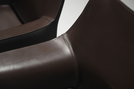 Image 1 of Prachtige Cab 412 & 413 Set in tabaksleer van Mario Bellini - Cassina Italië