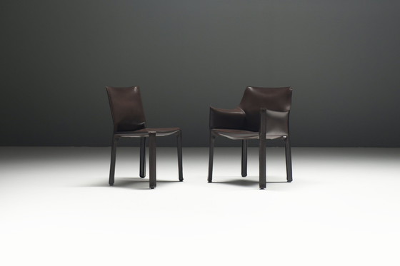 Image 1 of Prachtige Cab 412 & 413 Set in tabaksleer van Mario Bellini - Cassina Italië