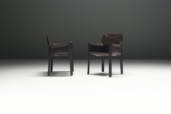 Image 1 of Prachtige Cab 412 & 413 Set in tabaksleer van Mario Bellini - Cassina Italië